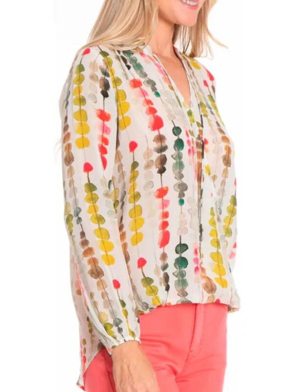 APNY faux wrap blouse watercolor twist stripe lightweight shirt top new X-Large